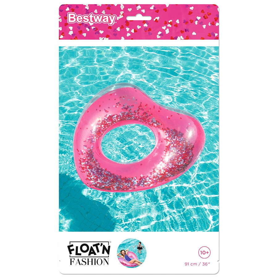 Bestway Koło plażowe dmuchane Brokatowe serce fi 91cm / Brokatowa gwiazda