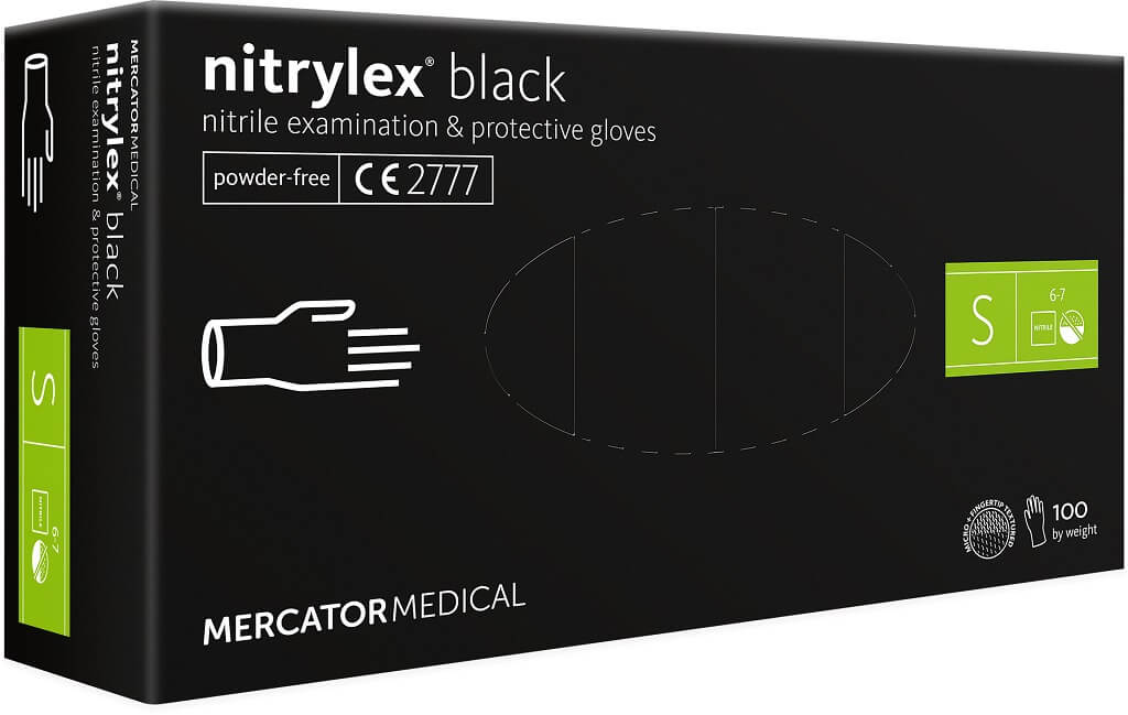 Mercator rękawiczki nitrylowe bezpudrowe czarne S 100szt.