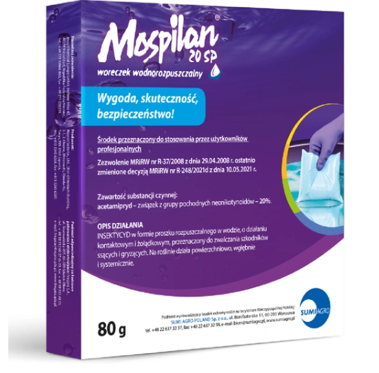 Mospilan 20SP 80g Nr partii 20ALX495 Dp.12.2020r.Ważność:12.2024r.